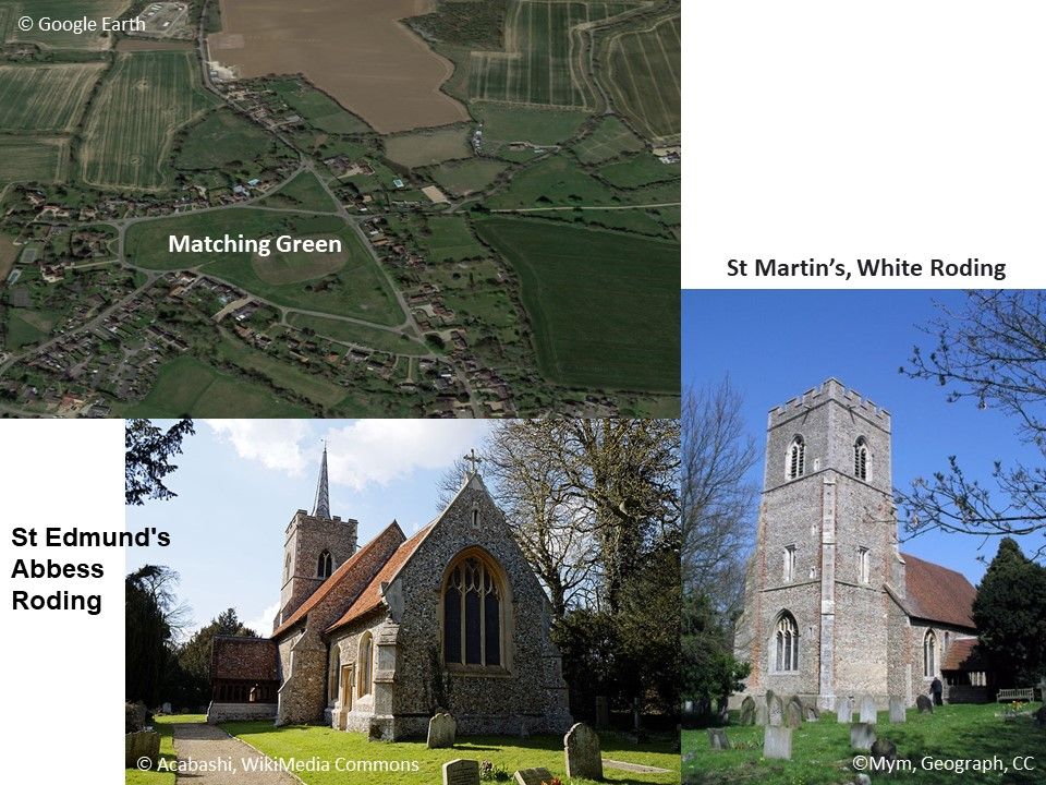 Matching Green, Abbess  & White Roding Churches