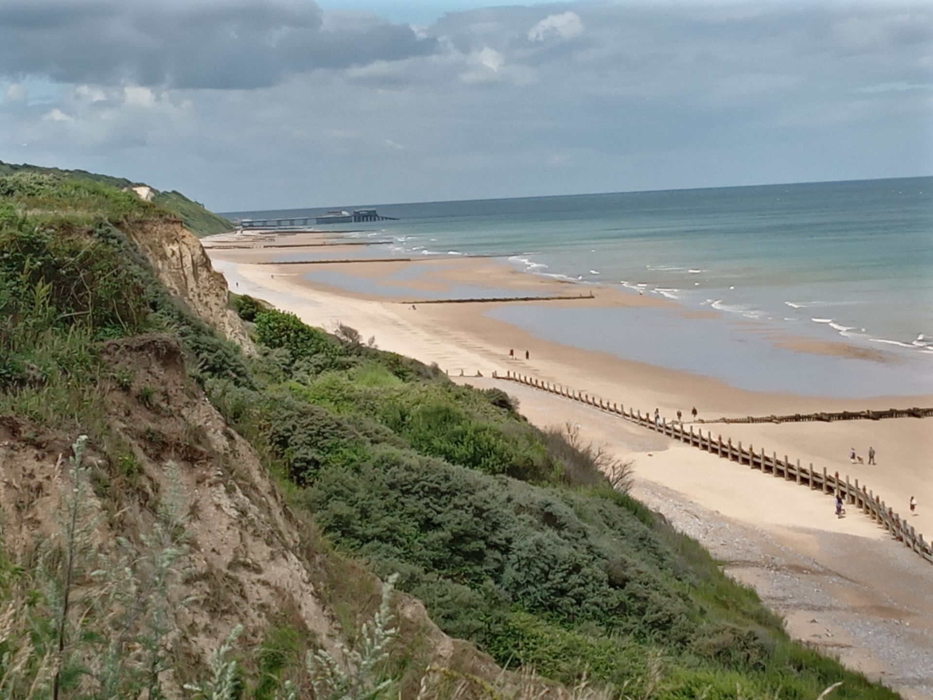 The beach looking back towards Cromer from the cliff