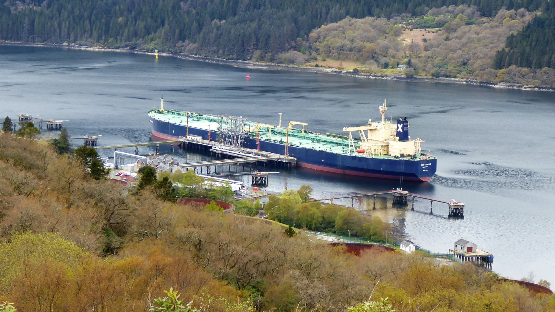 Crude oil carrier Australis moored at Finnart 