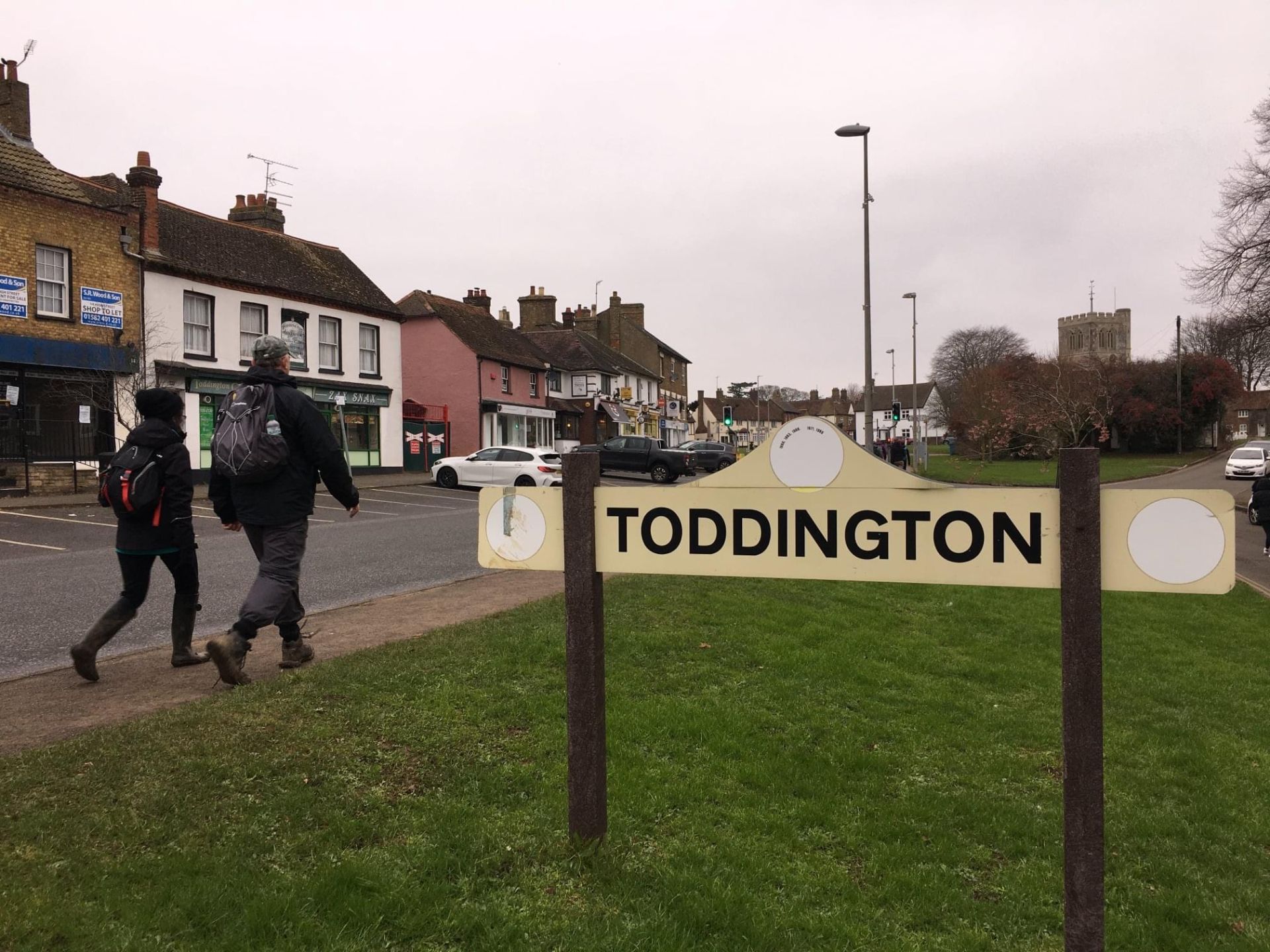 Walkers at Toddington village green