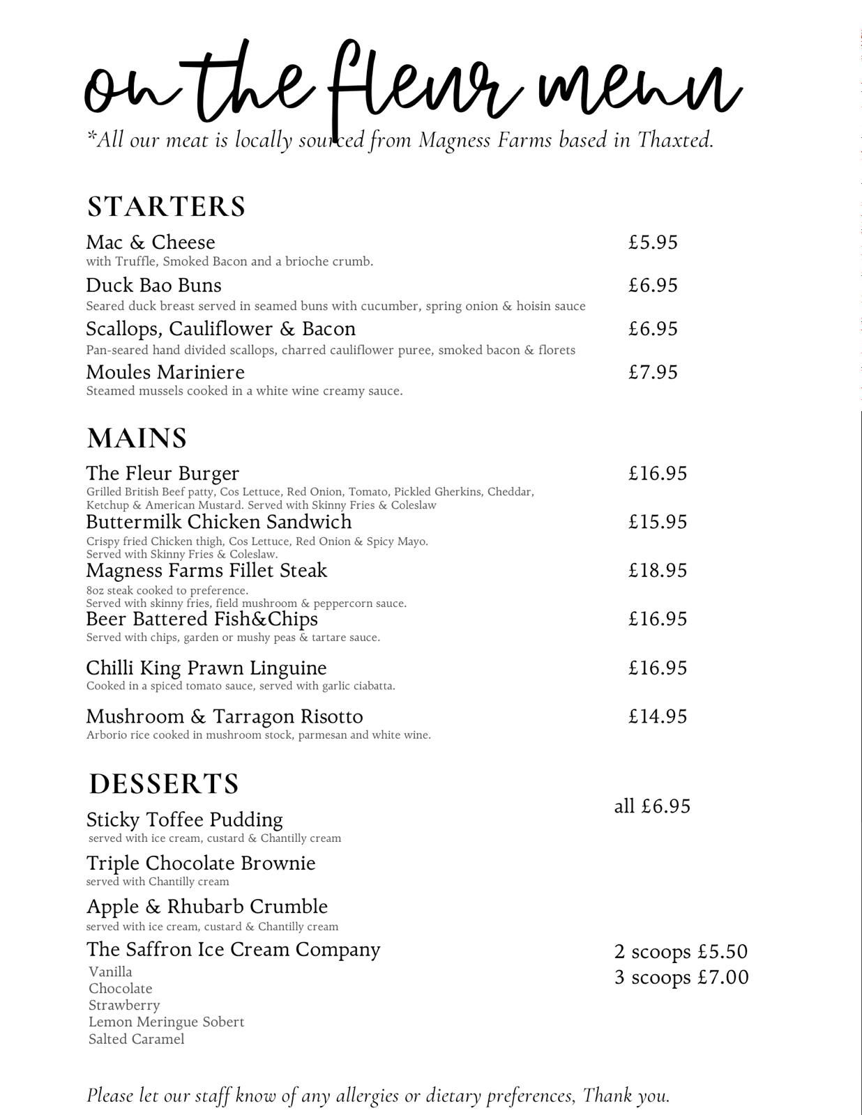 Fleur de Lys menu