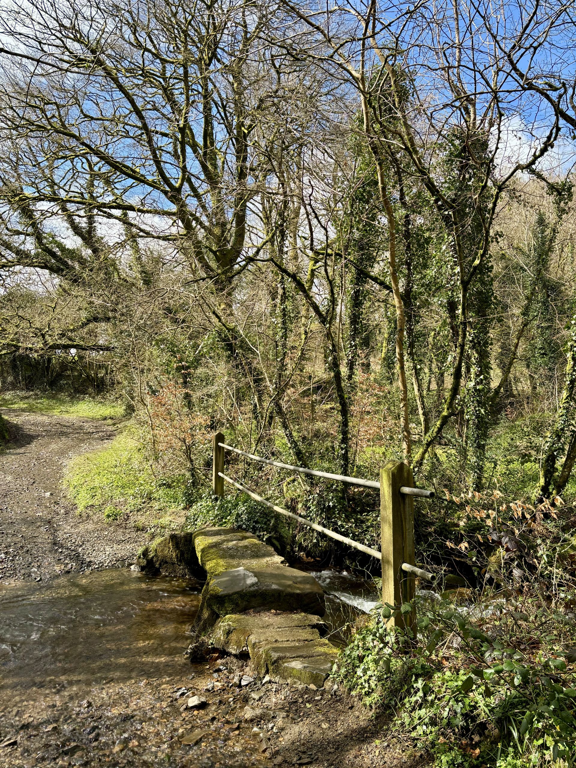 Clapper bridge over ford on Dartmoor Way