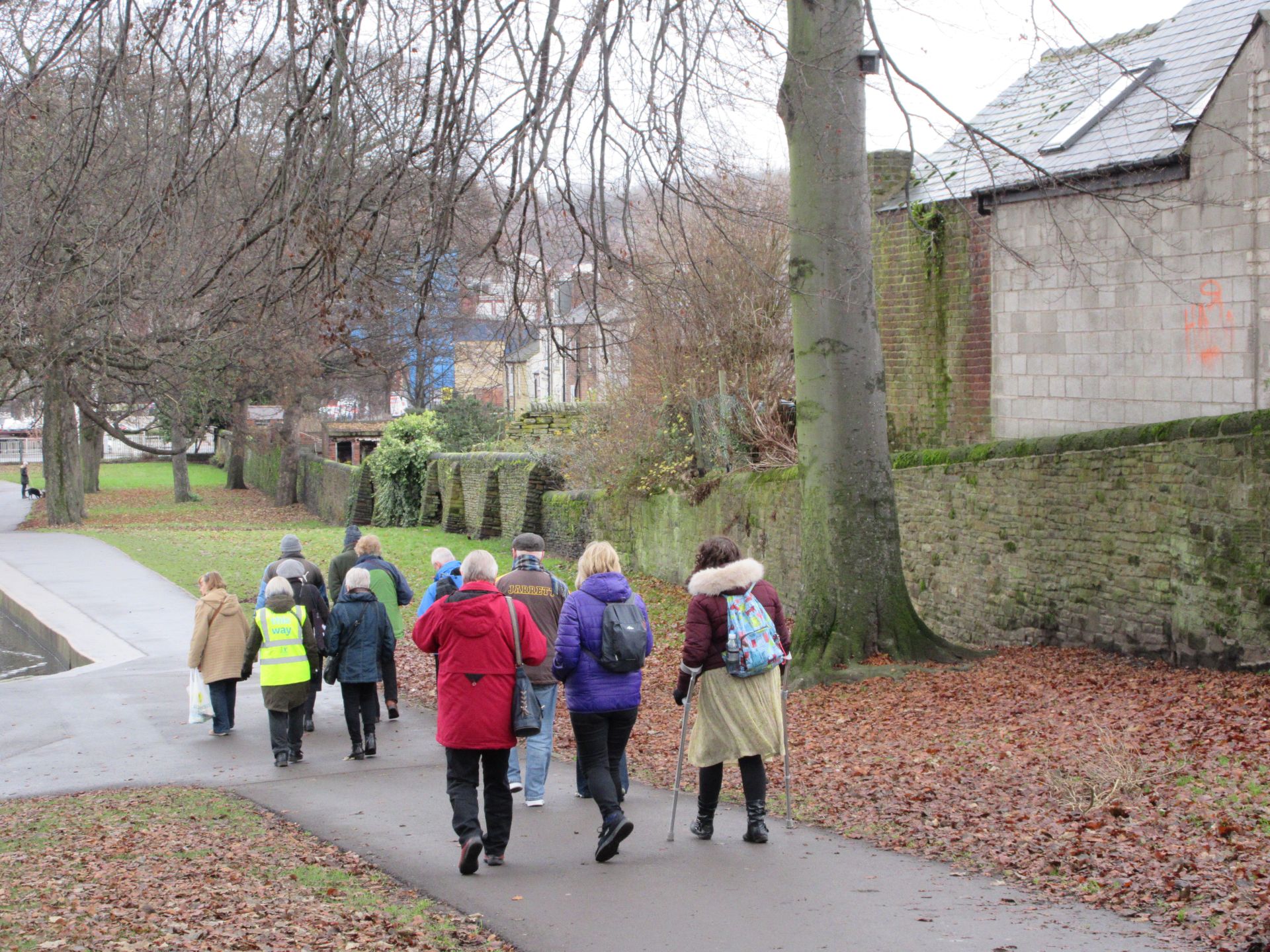 Walking past the duck pond