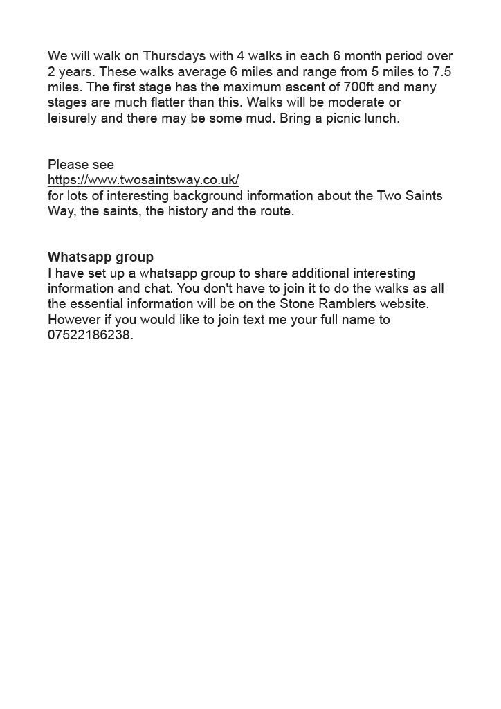 Two Saints Way Walk Notes 2 of 2