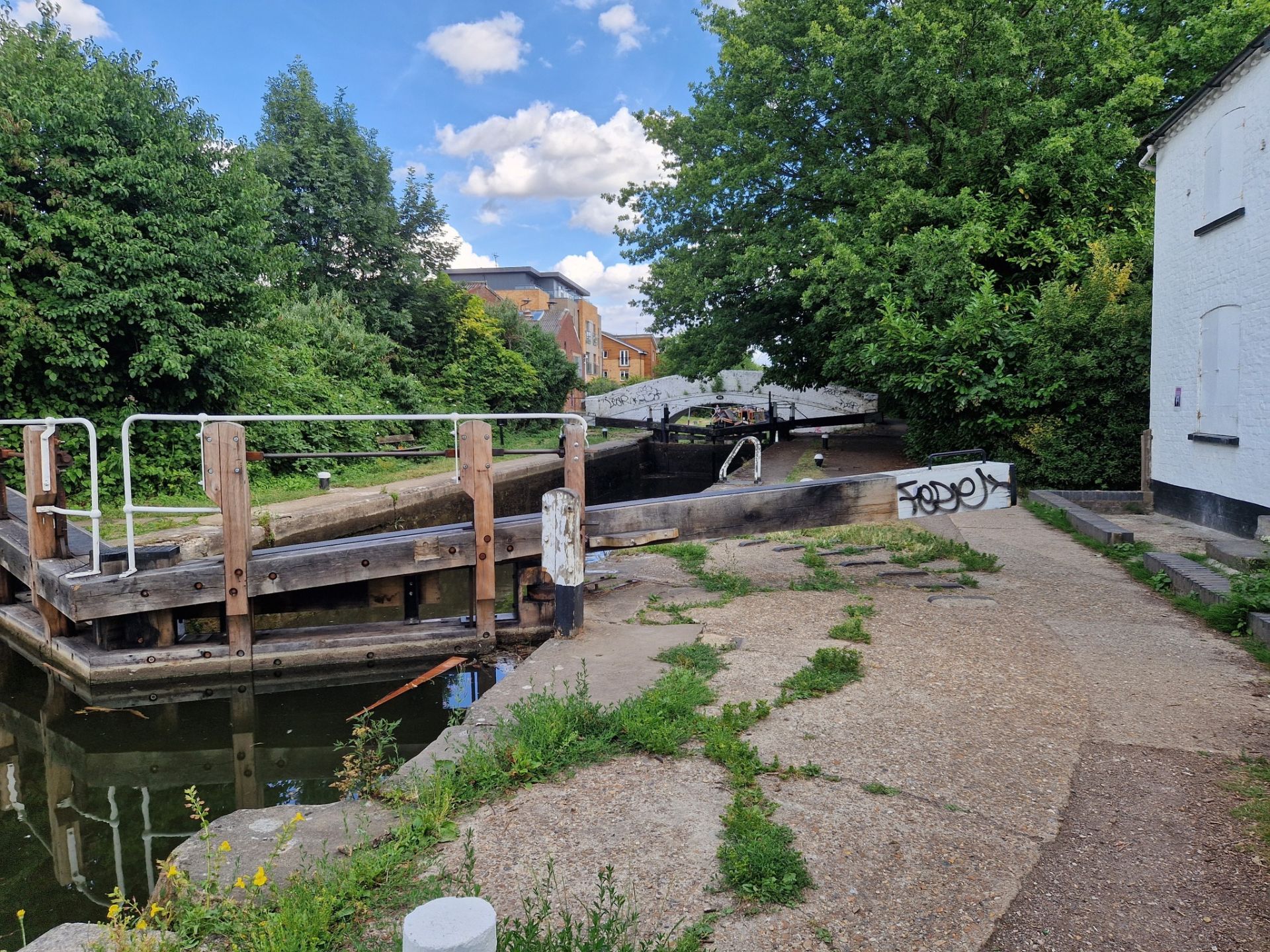 a lock and bridge on the canal at Apsley