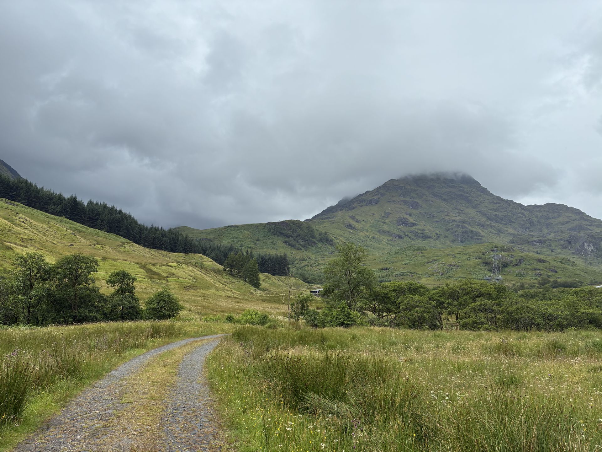 Looking along the path to the hills