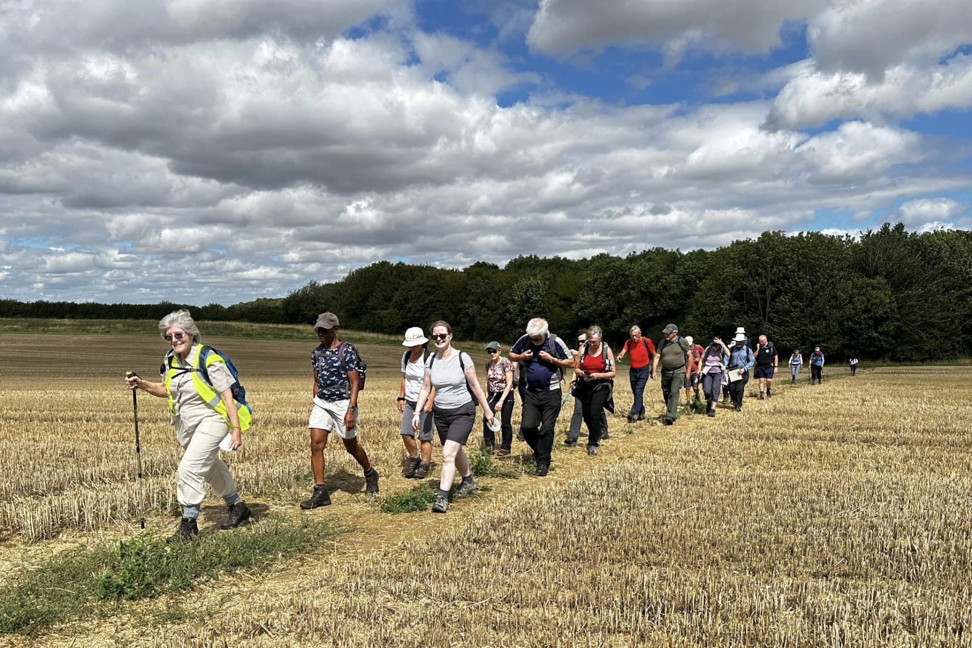 Walking through a field