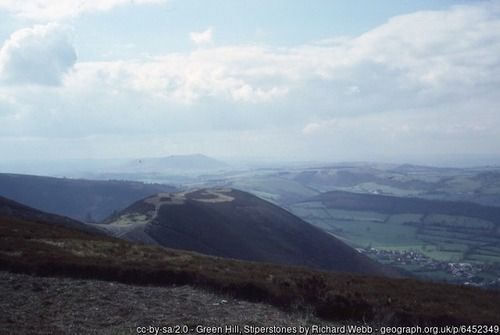 Green Hill, Stiperstones, copyright Richard Webb, used under Creative Commons licence v2.0.