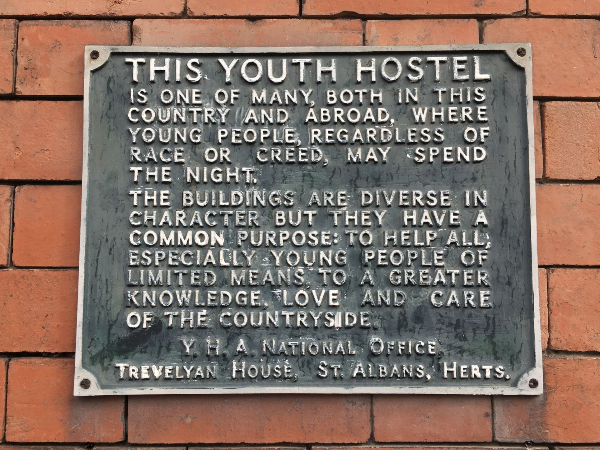 The placard at the YHA