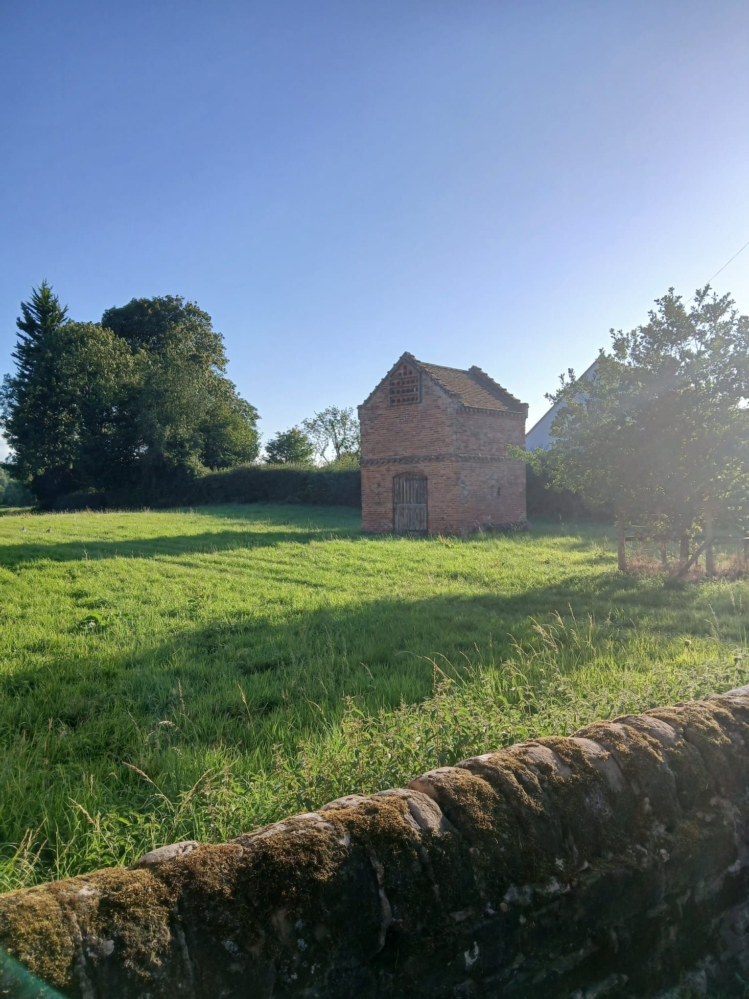 A building in a field