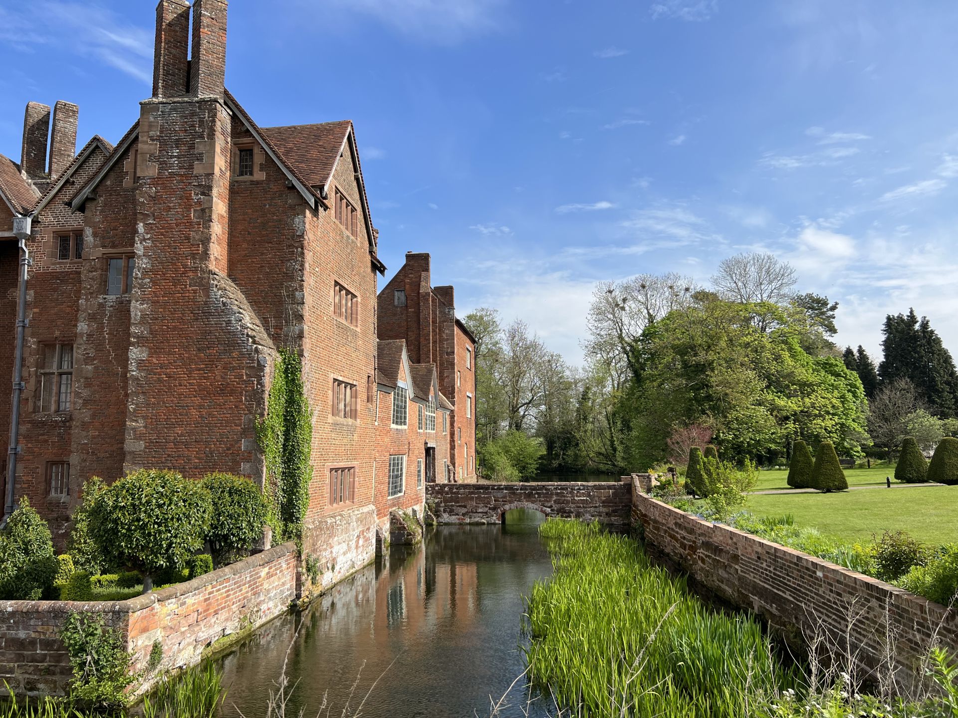 Moat round part of Harvington Hall