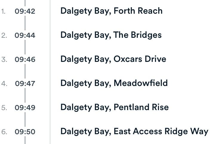 Bus times from Dalgety Bay