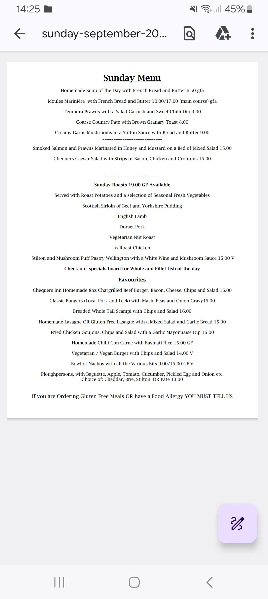 Menu