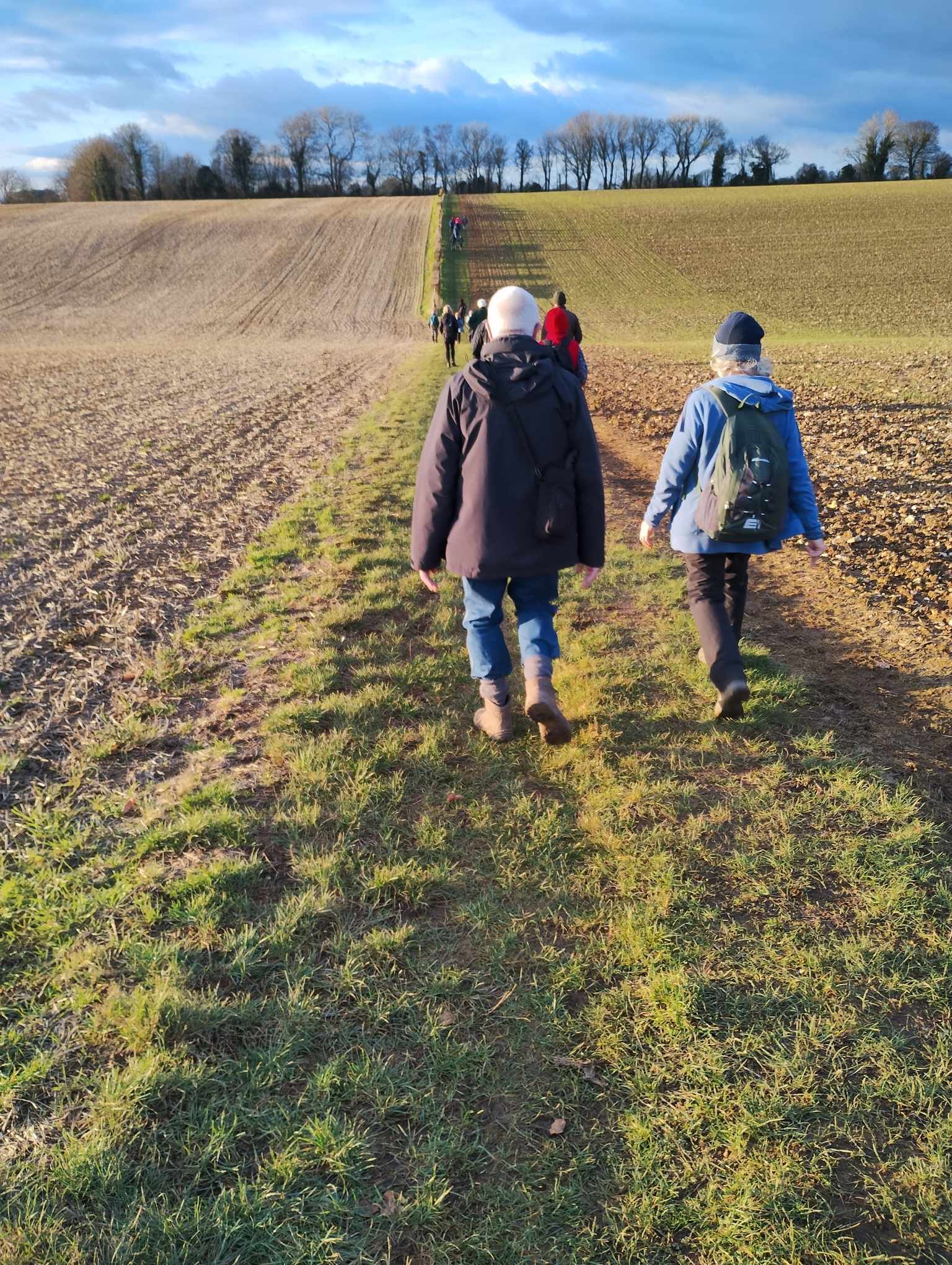 walking over winter fields near Upham