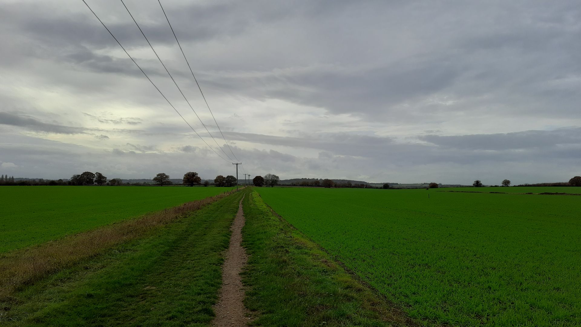 A footpath across arable fields