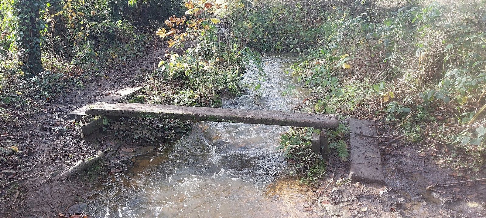 Footbridge, caution needed.