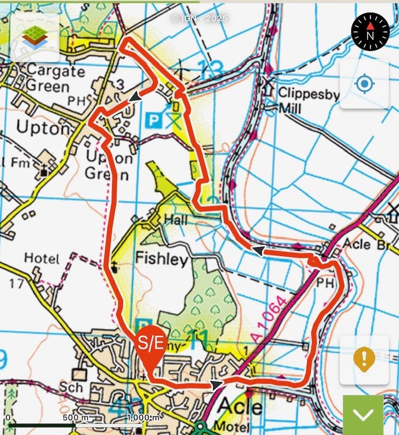 Map of the Acle rambe route.