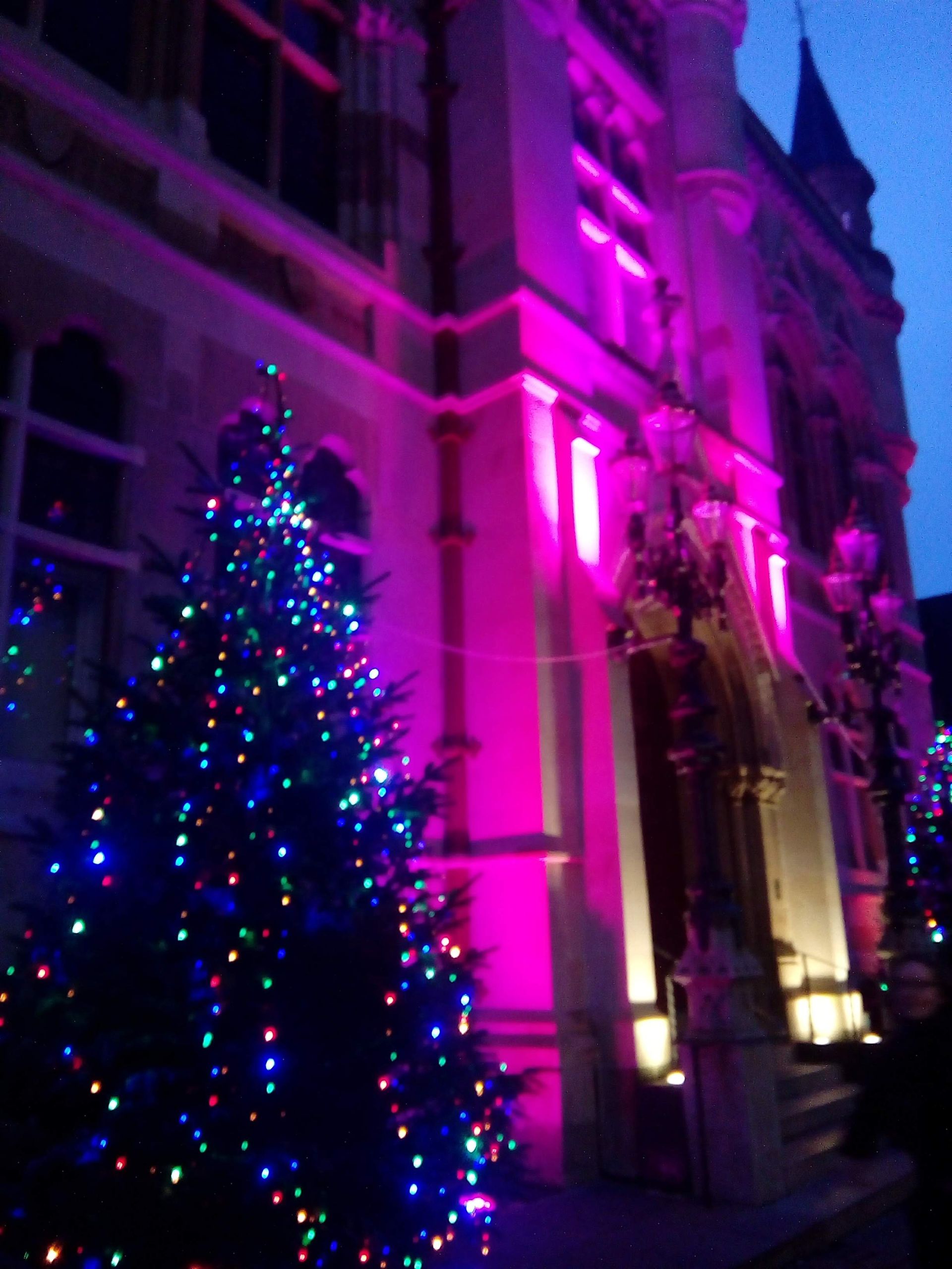 Christmas tree outside town house