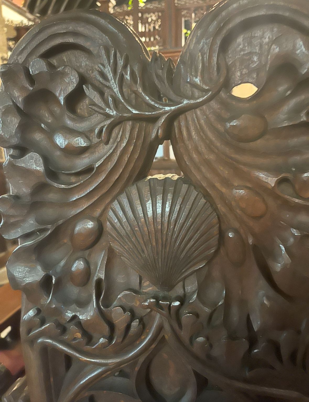 Wood carving in Crantock Church