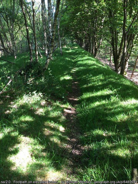 Footpath on Midland Railway embankment, copyright Michael Westley, used under Creative Commons licence v2.0