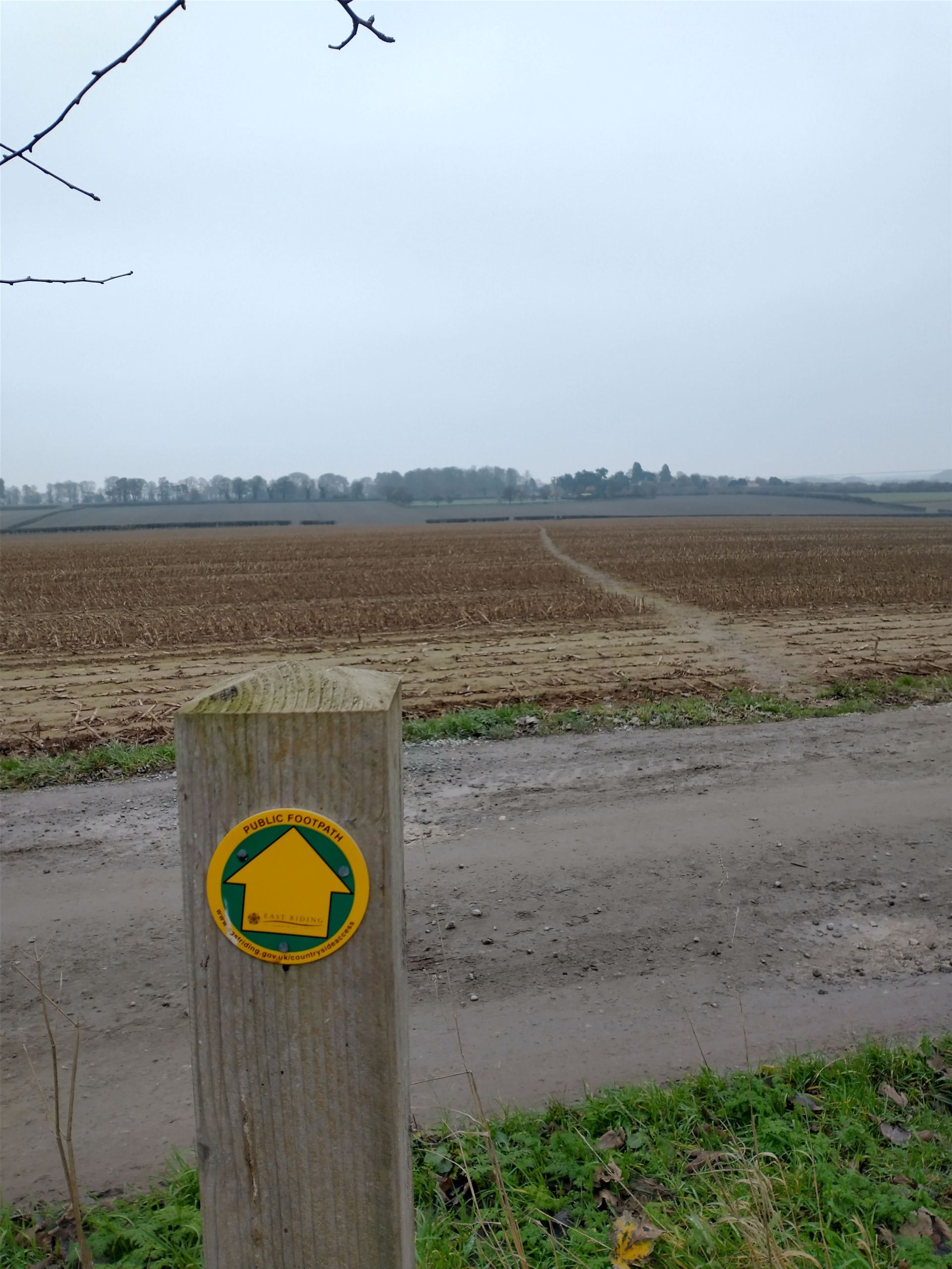 Muddy path heading towards Burton Agnes 