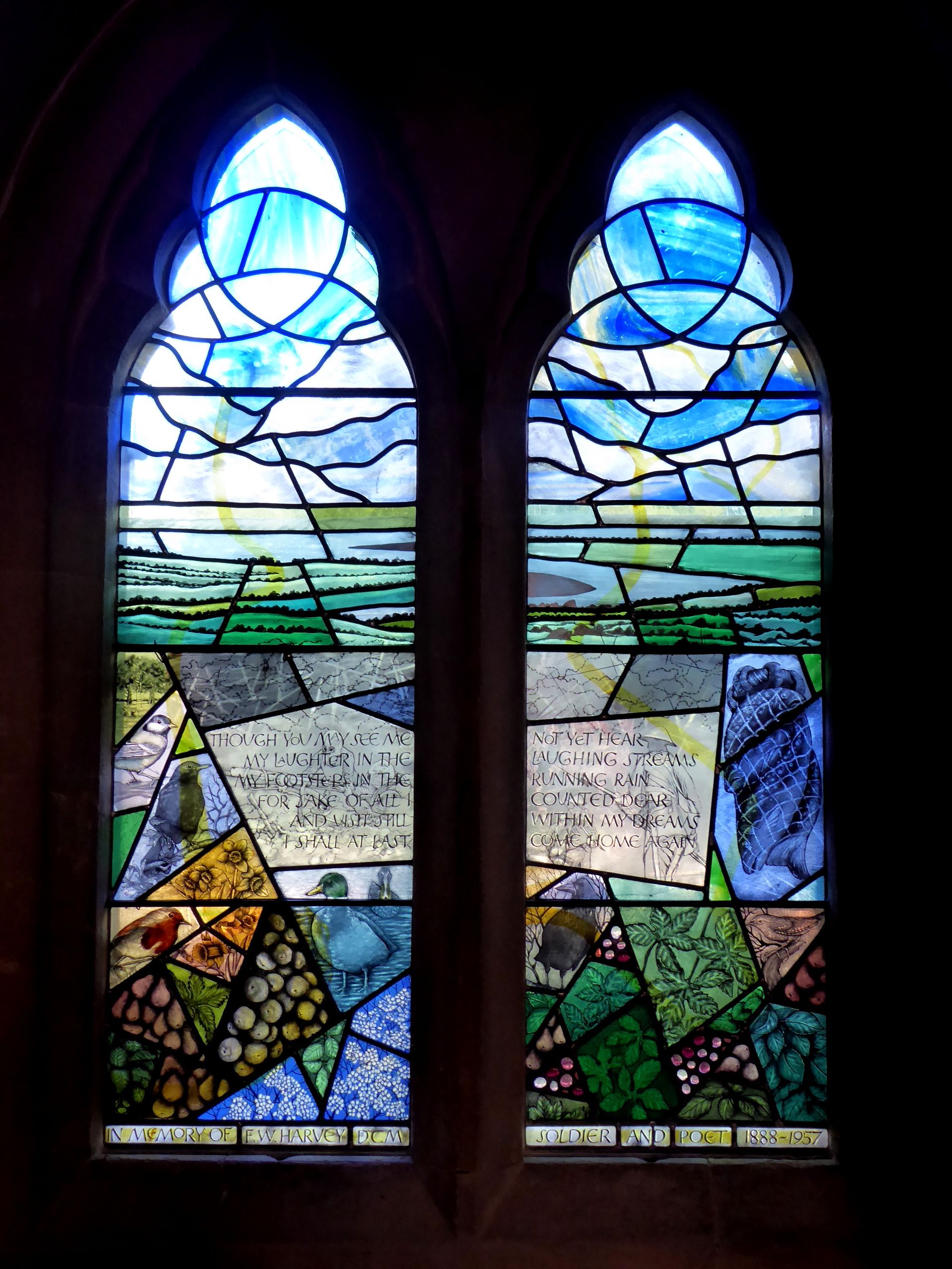 stained glass in Minsterworth church