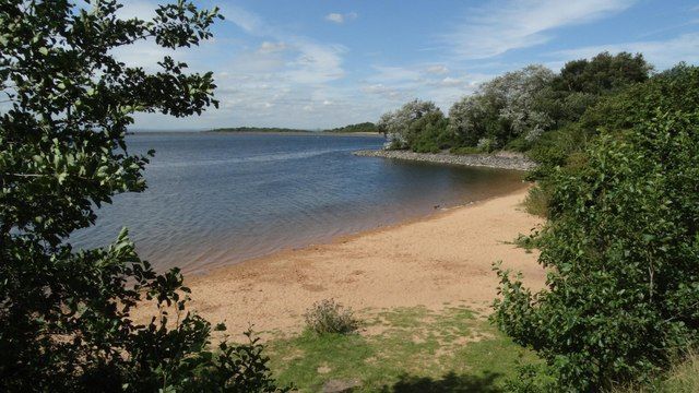 Beach by the waterside, Foremark Reservoir