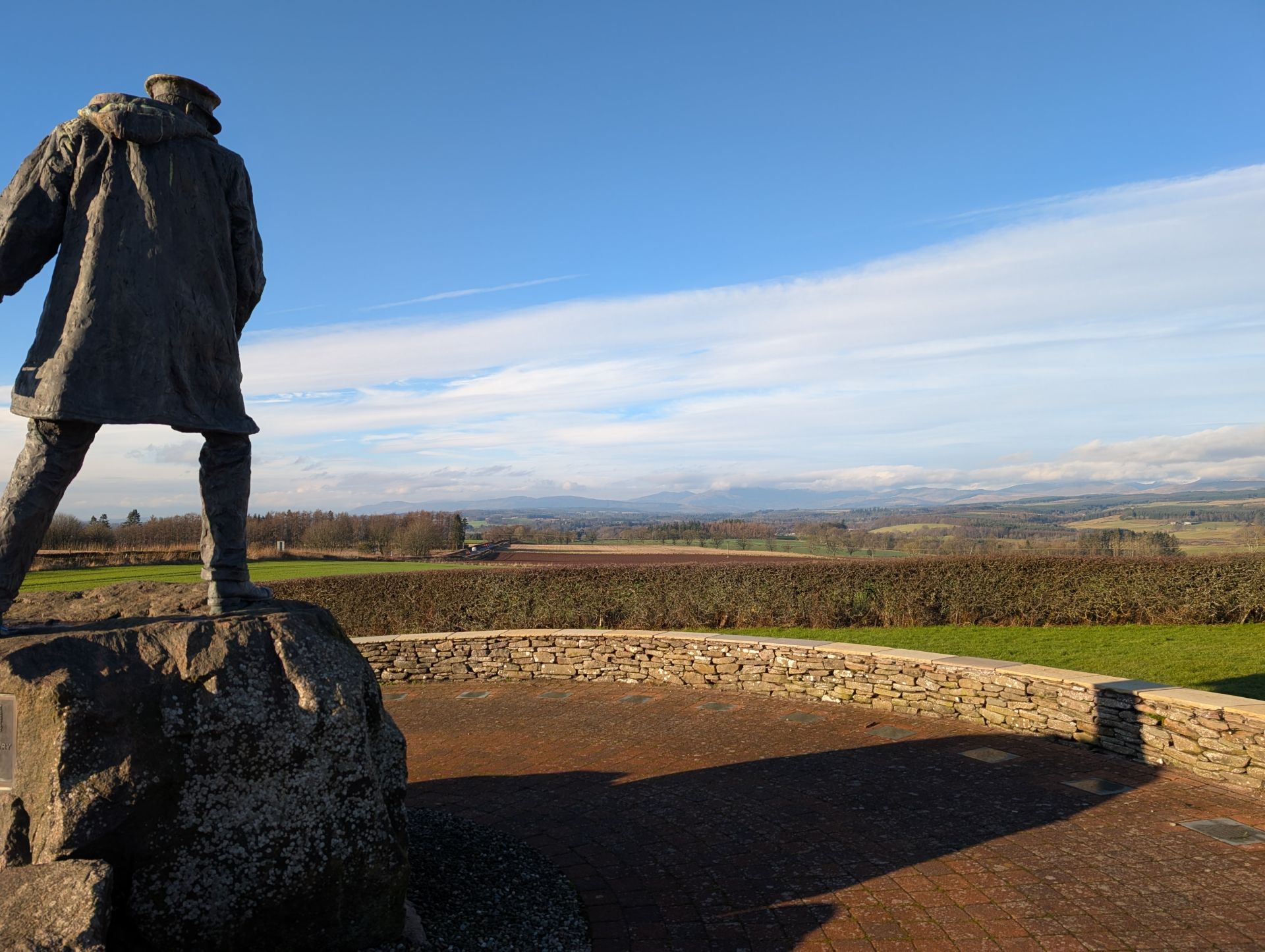 The David Stirling statue gazing at the distant hills