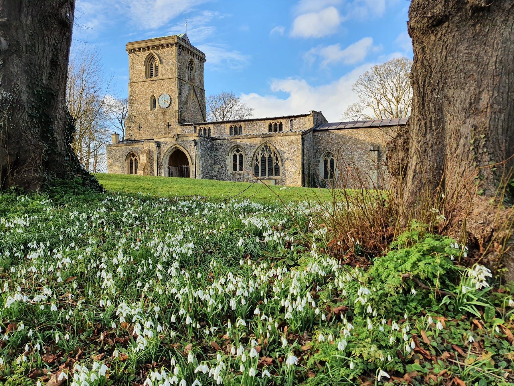 Bledlow Church with Snowdrops