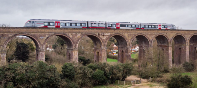 Chappel Viaduct with a train crossing