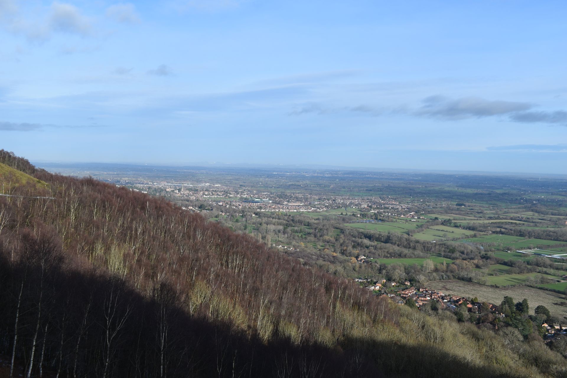 view over Malvern towards Cotswolds