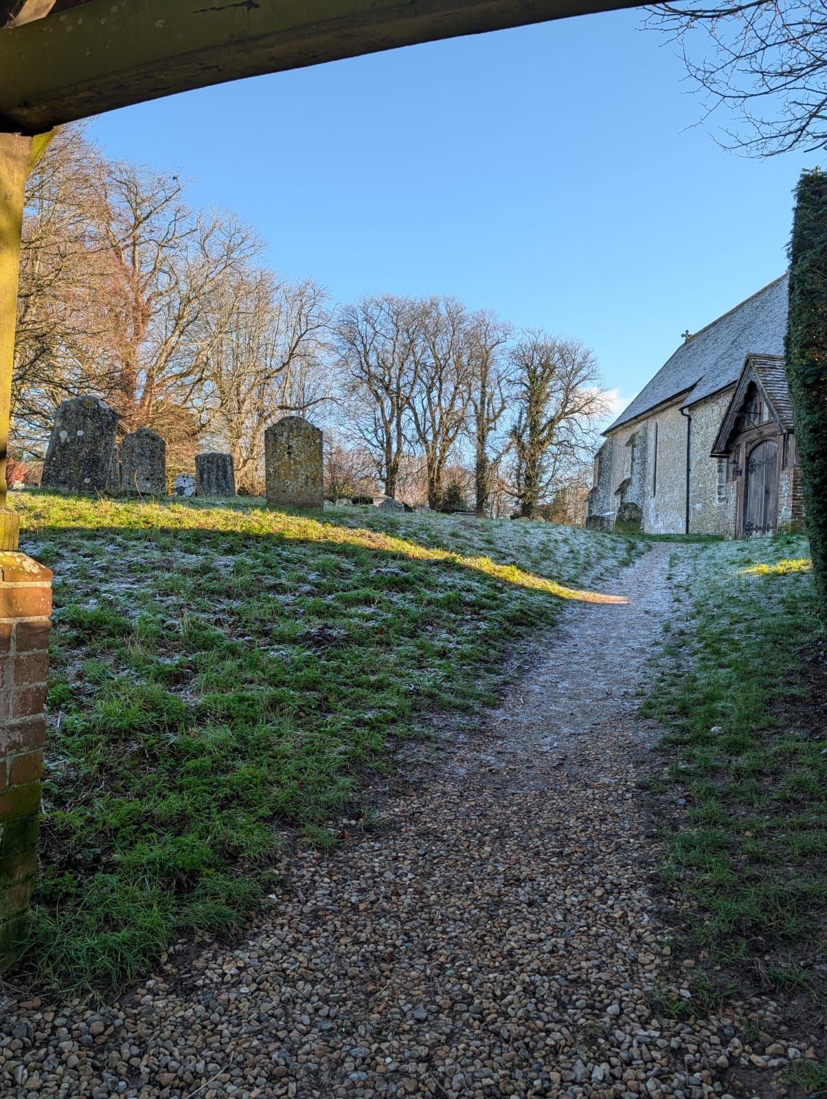 Lunch in the lych gate at Chalton