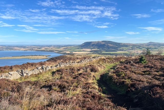 Views over to the Lomond Hills, and down onto Loch Leven