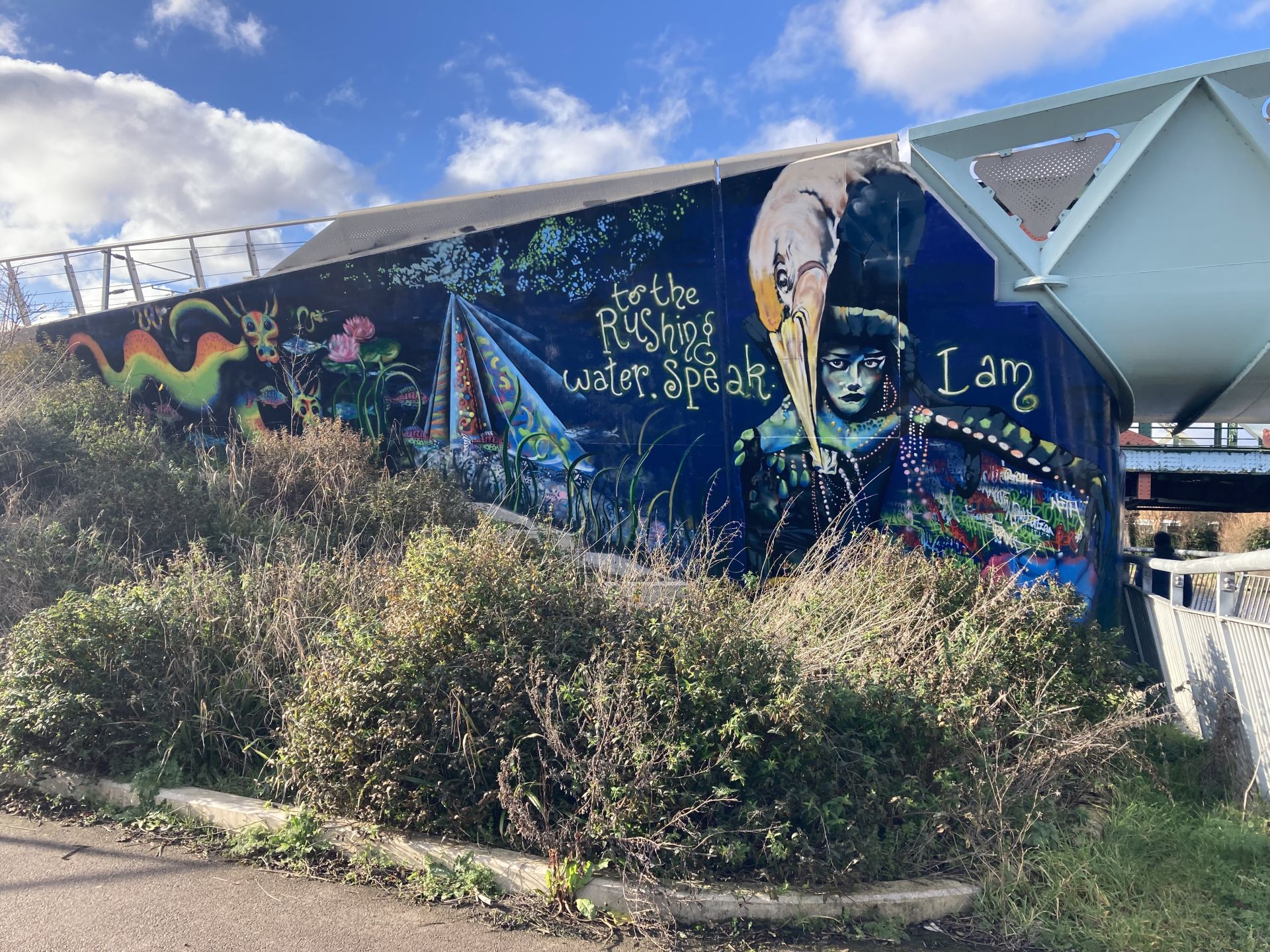 Graffiti along river Cam