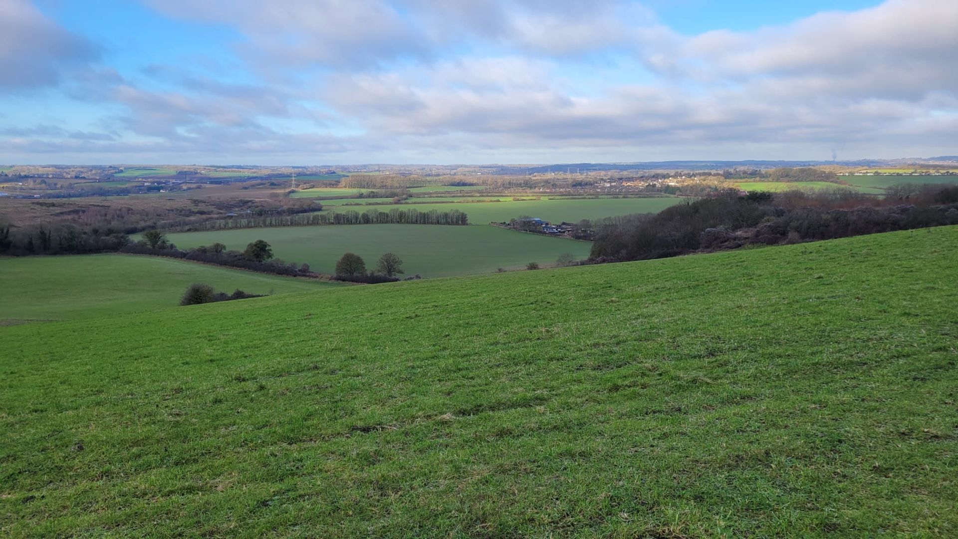 View from chalk downs over lowlands