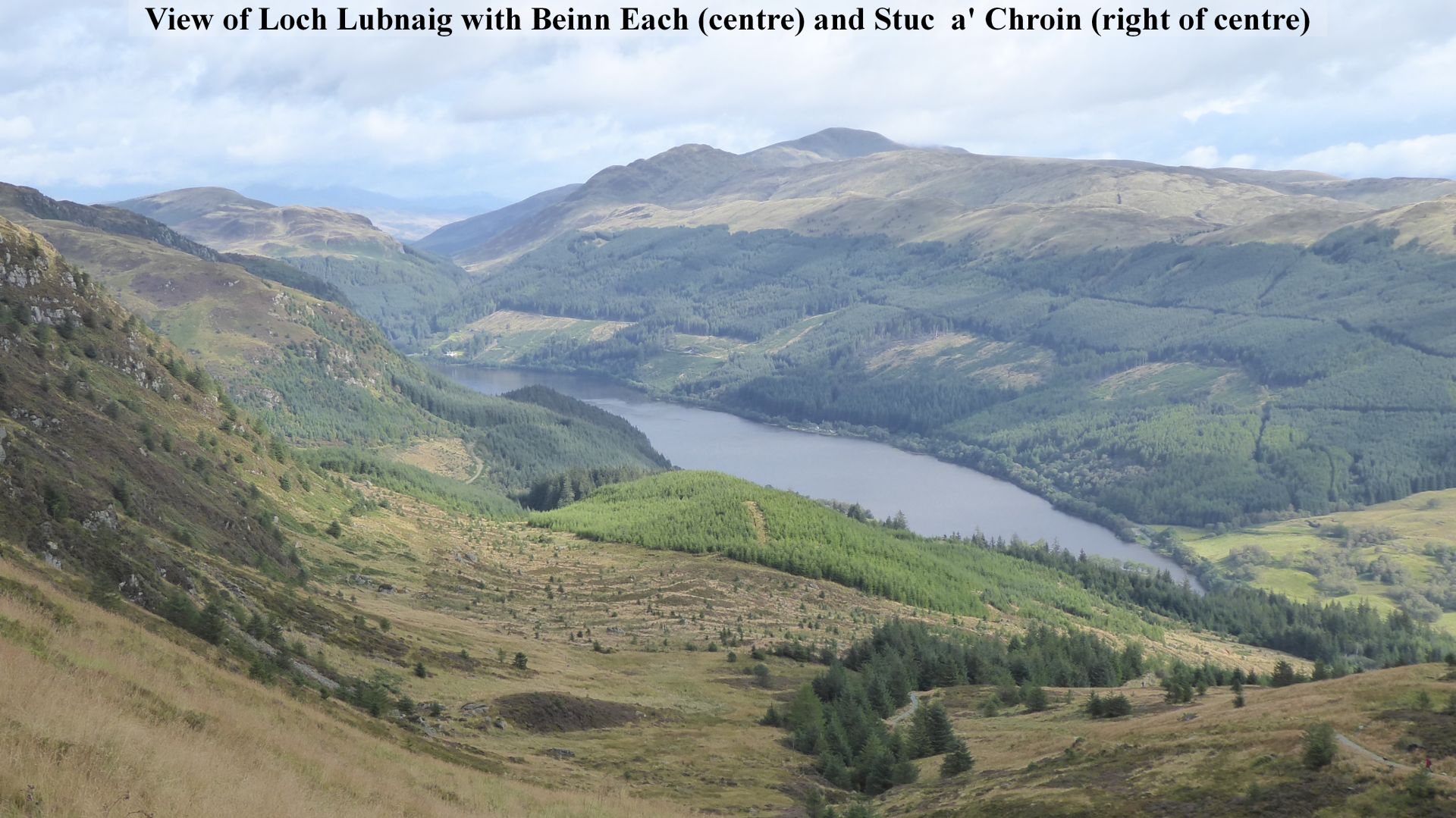 View of Loch Lubnaig, Beinn Each and Stuc  a' Chroin from Ben Ledi