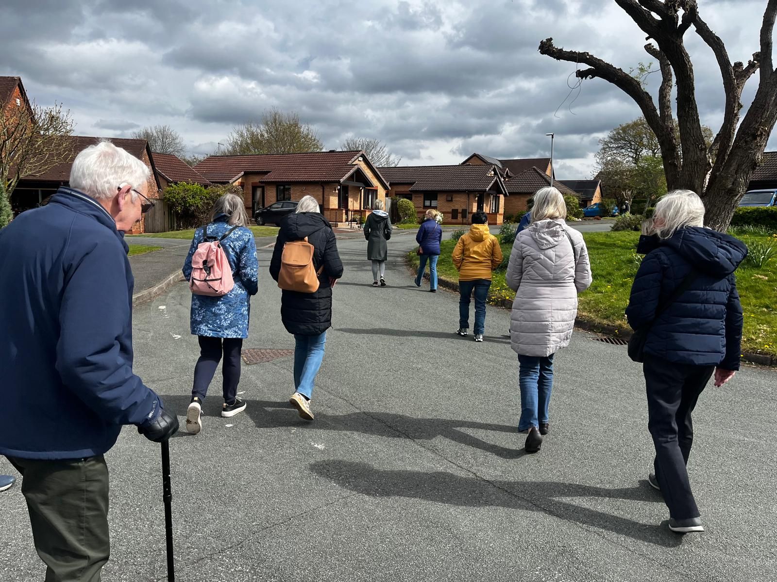 Walkers walking in an urban setting