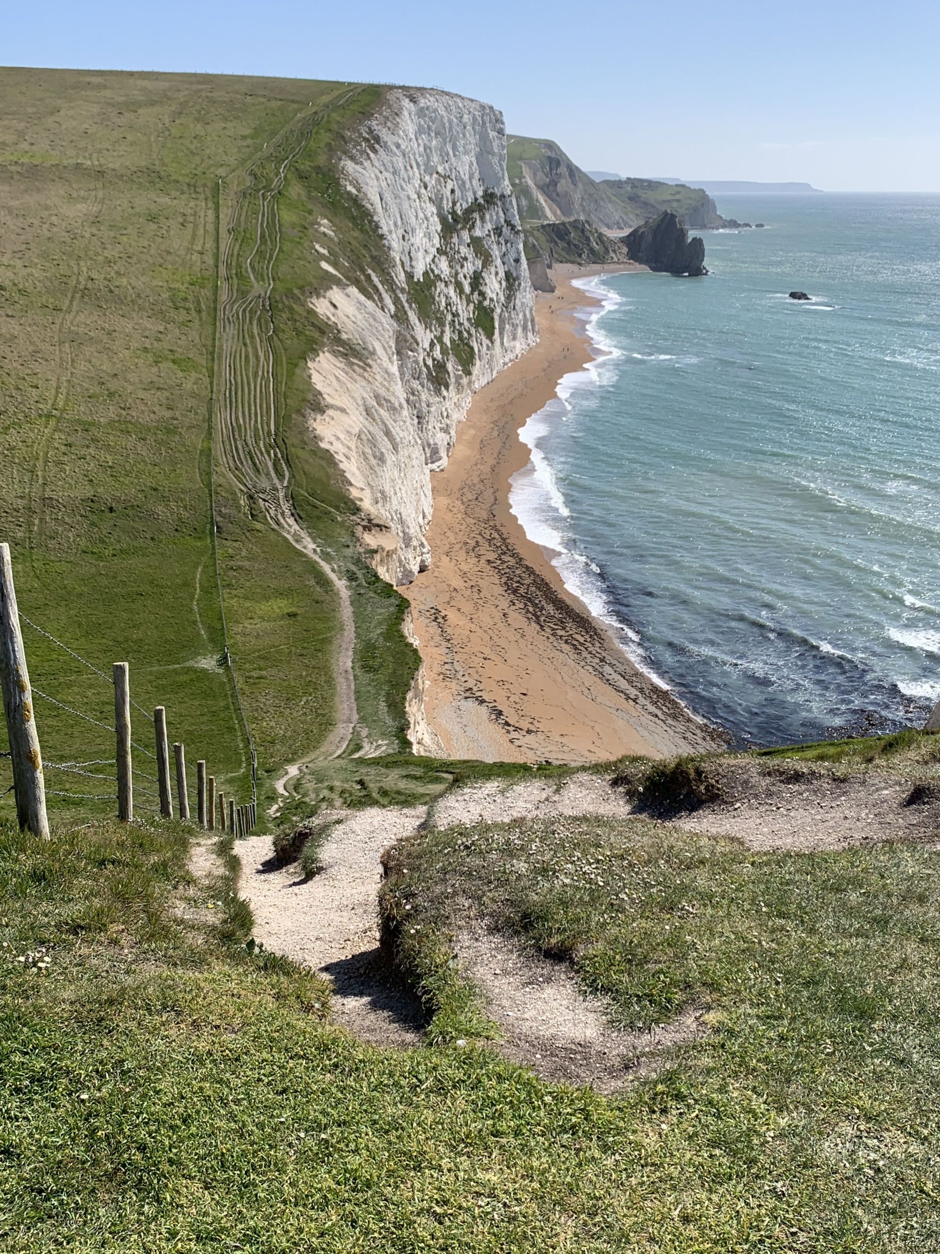 View of cliffs and footpath