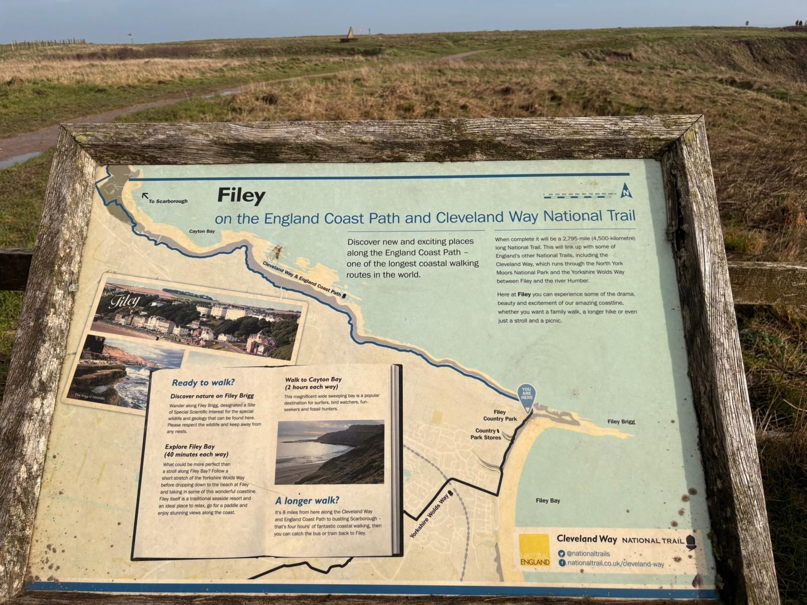 Information board showing Filey Brigg