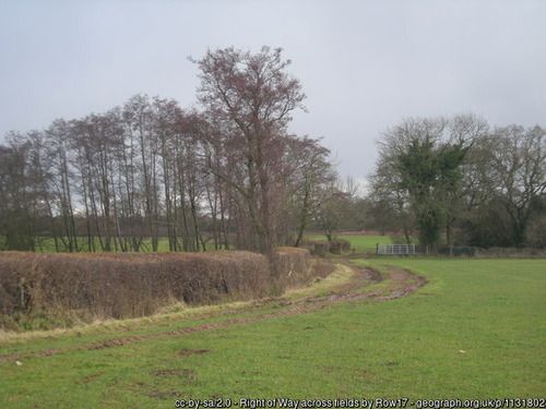 Right of Way across fields, copyright Row17, used under Creative Commons licence v2.0.