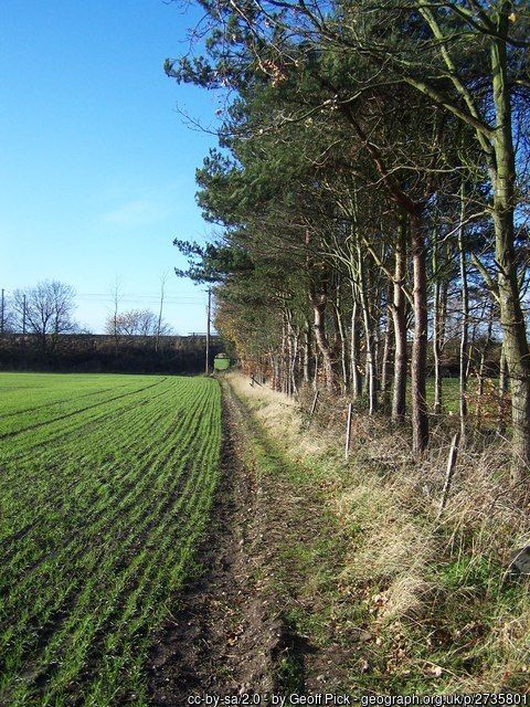 Footpath to Footherley, copyright Geoff Pick, used under Creative Commons licence v2.0.