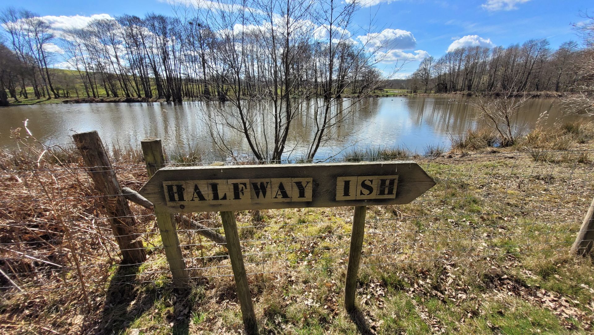 Lake and sign