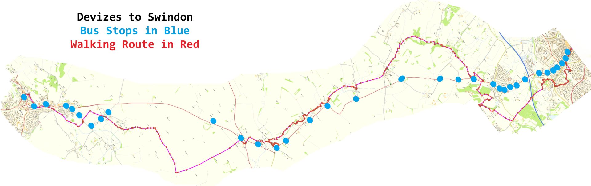 Bus route Devizes to Swindon