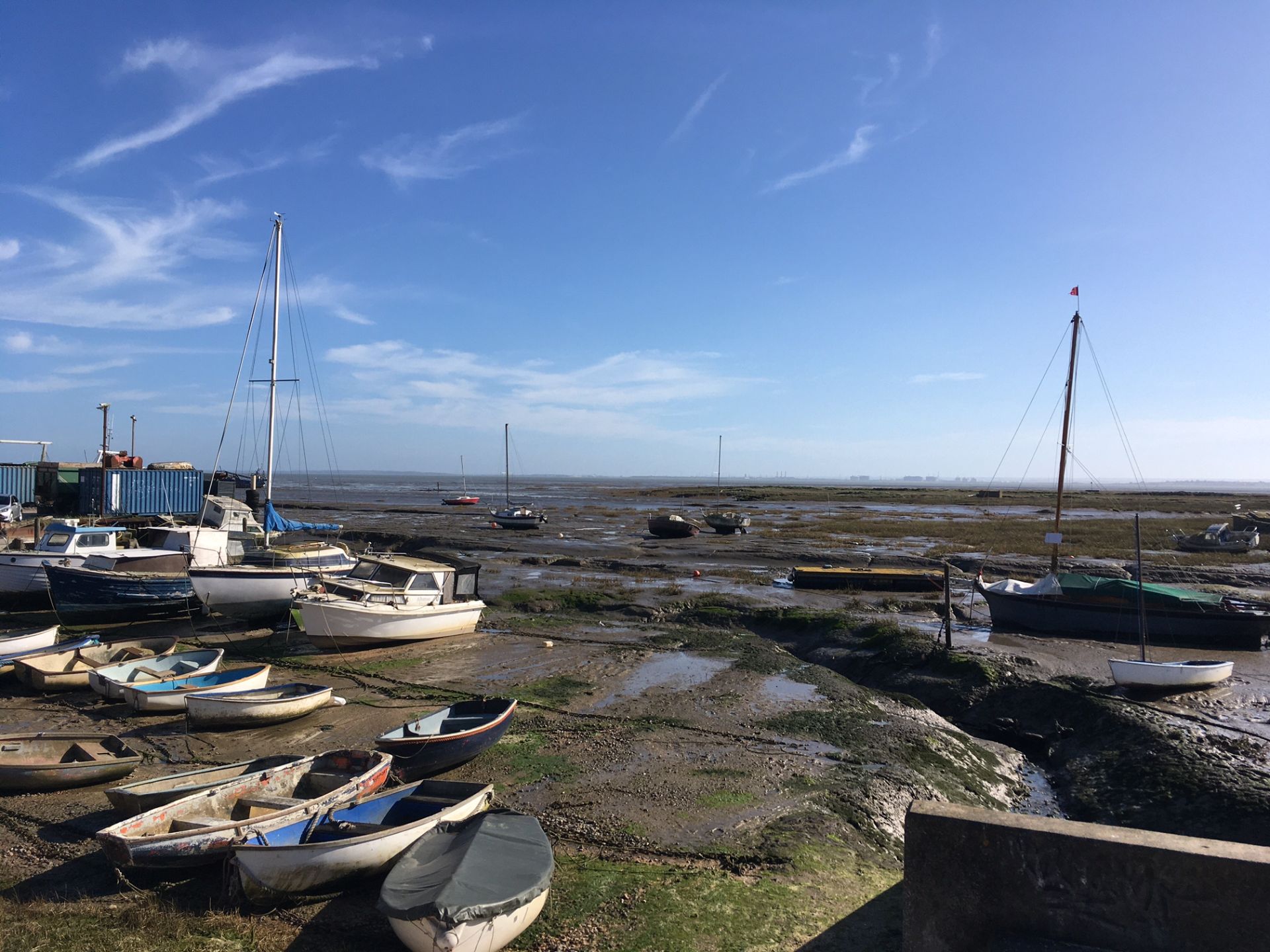 Boats at low tide at Leigh on Sea