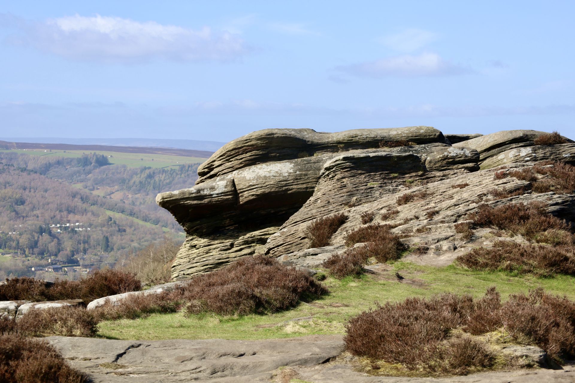 rocky outcrop against blue skies