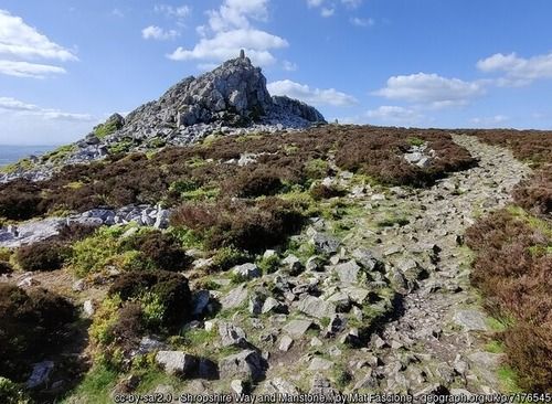 Shropshire Way and Manstone Rock, copyright Mat Fascione, used under Creative Commons licence v2.0.