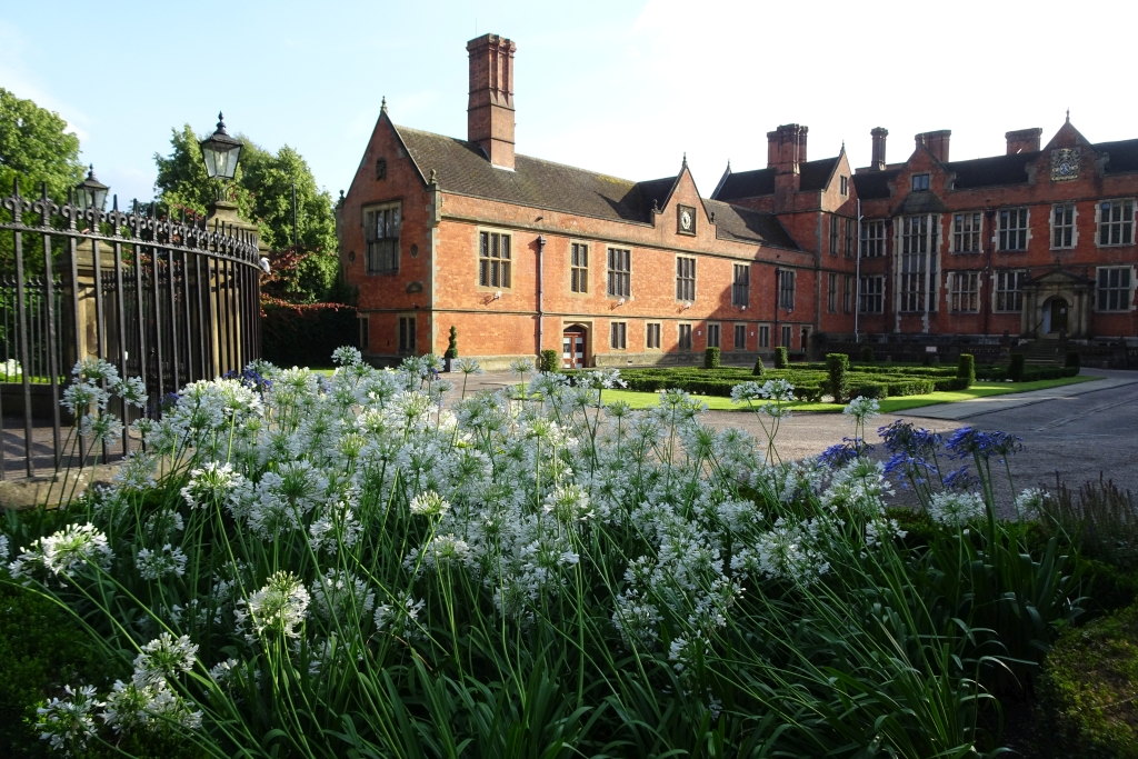 Heslington Hall with wildflowers in the foreground