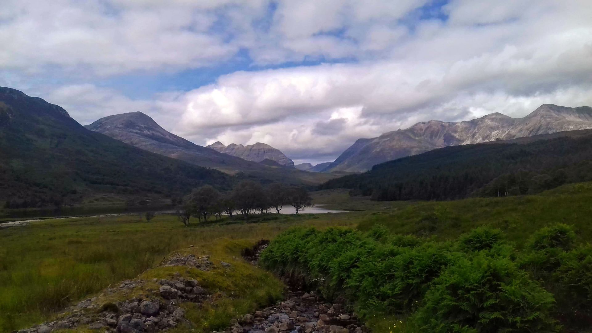 View of Torridon mountains from Loch Clair