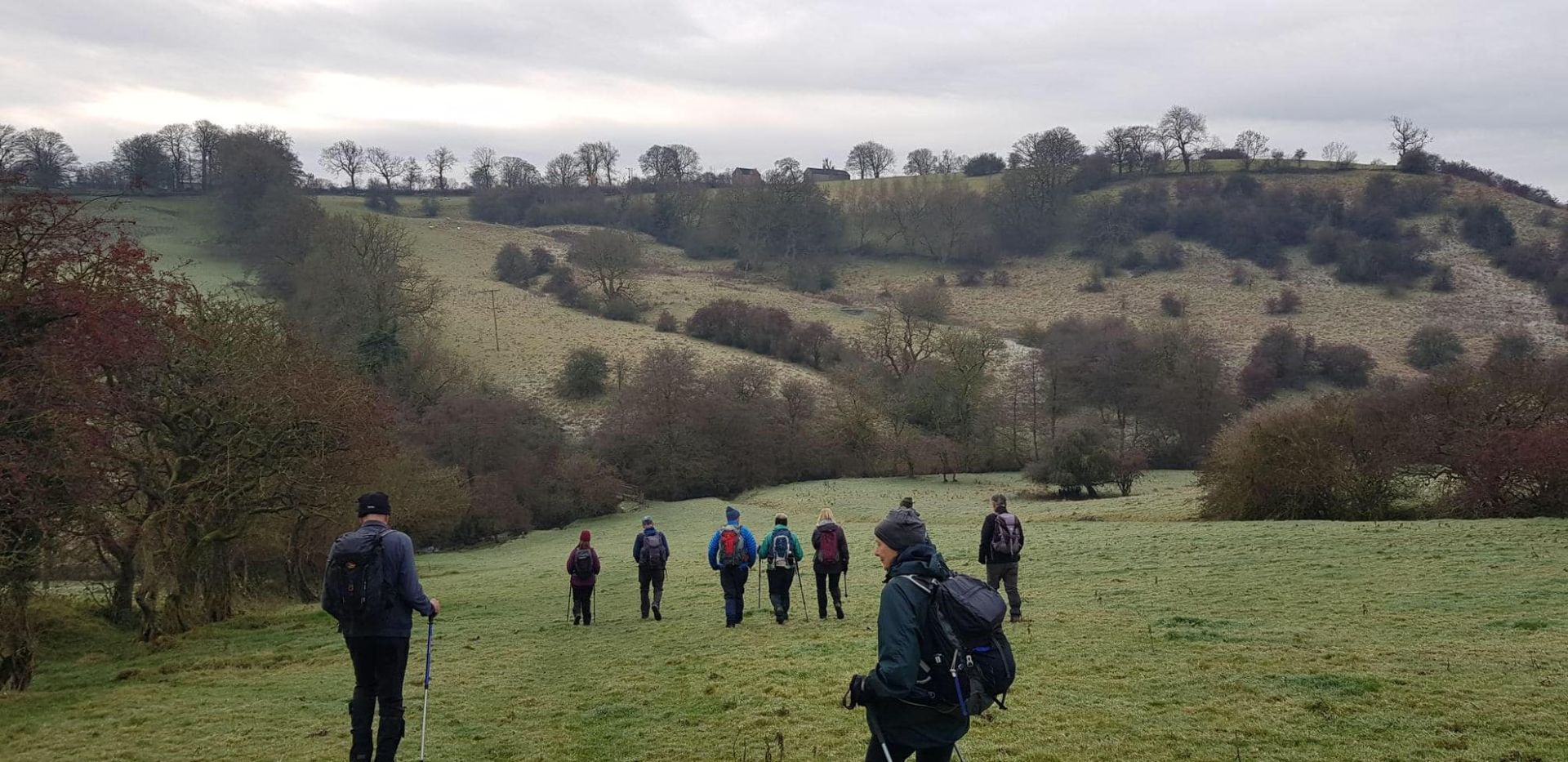 Ramblers walking near Grindon