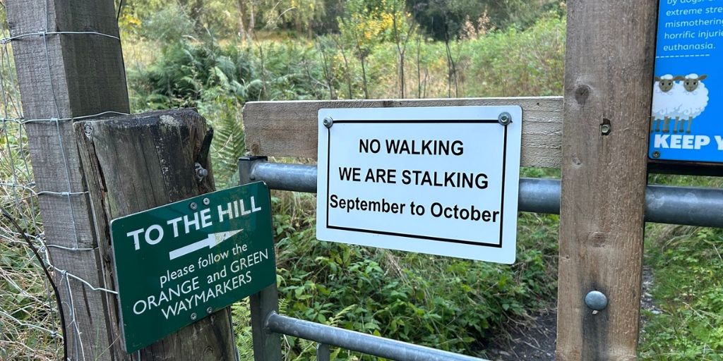 sign saying "no walking, we are stalking"